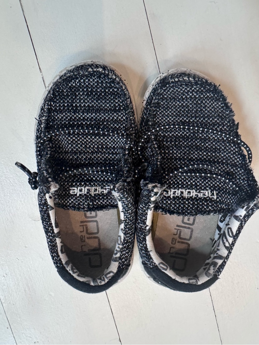 Hey Dude Kids Black Knit Slip-On Moccasins